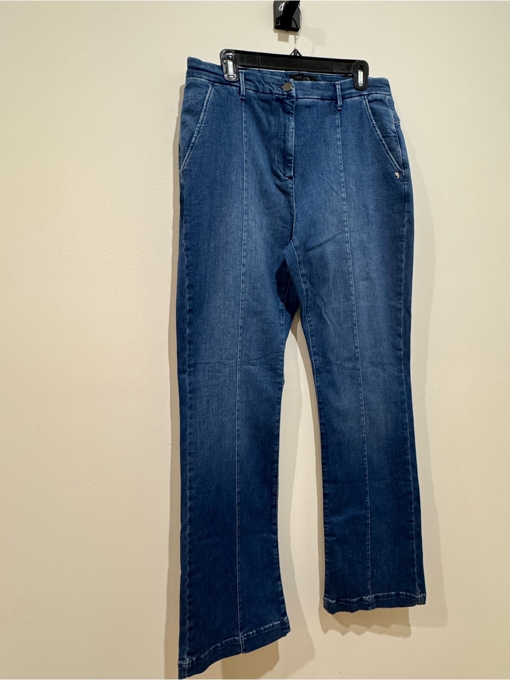 Comma Women’s Straight-Leg trouser Jeans DeepBlue Denim front seam Sz14 /44 NWOT